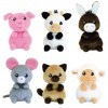 Jemini KIDIMOLS Animaux DE LA Ferme Peluche +/- 14CM : ANE, Cochon, Vache, Souris, Mouton ET Chat