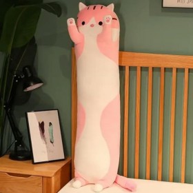 NOpinz Kawaii Doux Long Chat Oreiller Jouet en Peluche Bureau Sieste Oreiller Lit Sommeil Oreiller Décoration Intérieure Cade