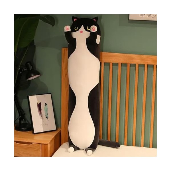 NOpinz Kawaii Doux Long Chat Oreiller Jouet en Peluche Bureau Sieste Oreiller Lit Sommeil Oreiller Décoration Intérieure Cade