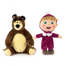 Play by Play Pack de 2 Peluches de Masha et lours - Hauteur Approx. 28cm - Qualité Super Soft