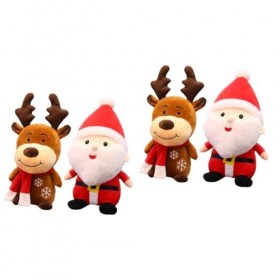 Toyvian 4 Pièces Jouet en Peluche De Noël Peluches De Noël Animal en Peluche Renne Père Noël en Peluche Jouet De Renne en Pel