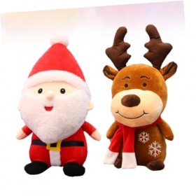 Toyvian 4 Pièces Jouet en Peluche De Noël Peluches De Noël Animal en Peluche Renne Père Noël en Peluche Jouet De Renne en Pel