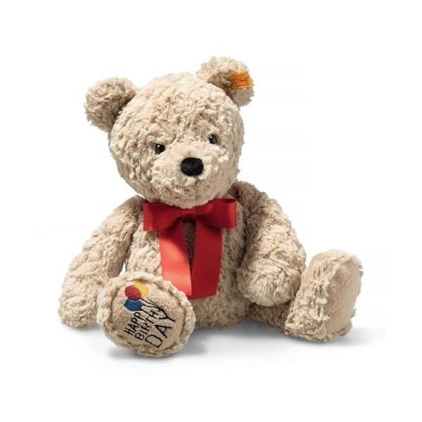Steiff Bear Soft Cuddly Friends Ours Teddy Jimmy – Happy Birthday, 114069, Autumn Blonde, 35 cm