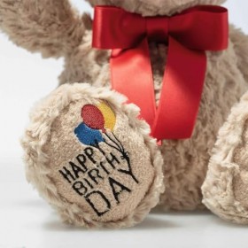 Steiff Bear Soft Cuddly Friends Ours Teddy Jimmy – Happy Birthday, 114069, Autumn Blonde, 35 cm