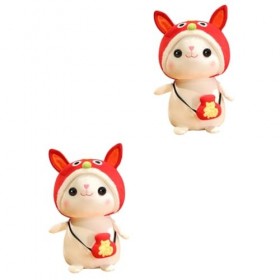 ABOOFAN 2 Pièces Lapin Poupée 2023 Lapin Enfants Jouet Lapin Câlin Oreiller Chinois Nouvel an Lapin en Peluche Mignon Oreille