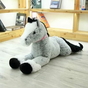 KiLoom Peluche Jouets Longue Fourrure en Peluche Animal en Peluche Cheval Jouets Peluche Poupée pour Fille Coussin Enfants Ca