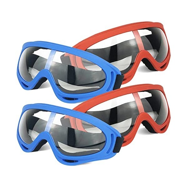 Lot de 4 lunettes de protection - Lunettes de protection pour enfants -  Compatibles avec pistolets à mousse Nerf - Bleu et rouge