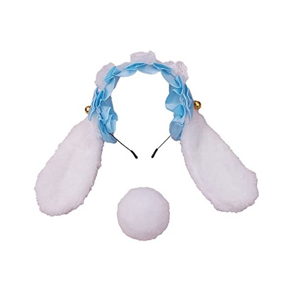 Faylay Serre-tête en peluche avec oreilles de lapin pour cosplay 8-BJTLT avec queue 