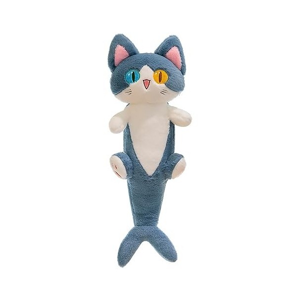 URFEDA Long Peluche Coussin Chat Requin 135CM Mignon Animal Peluche Oreiller Doux Kawaii Chat Coussin d‘Animaux Jouet Peluche