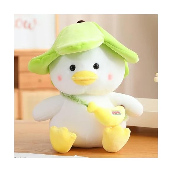 EacTEL Mignon Canard en Peluche avec Chapeau Peluche Banane Canard Animal Peluche Jouet Kawaii Canard Chambre décoration Orei