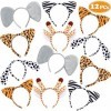 vamei Oreille Animaux Bandeau Animaux Costume Serre Tete Animaux Oreille Bandeau Animaux Girafe Tigre Léopard Chien Zèbre Élé