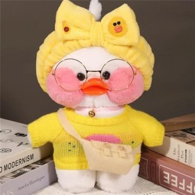 KiLoom Jouet Canard Peluche Canard Peluche avec Filet Petit Canard Jaune Poupée 30cm 28