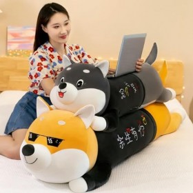 PaMut T-Shirt Husky Oreiller Peluche poupée Doux Husky couché Peluche Jouet Mignon Chien Animal Enfants Cadeau d’Anniversaire