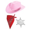 Ensemble daccessoires de cowboy pour enfant – Chapeau de cowboy clouté étoile noire, bandana cachemire rouge, badge de shéri