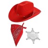 Ensemble daccessoires de cowboy pour enfant – Chapeau de cowboy clouté étoile noire, bandana cachemire rouge, badge de shéri