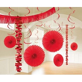 Amscan- Decoration, 241700-40-55, Rouge
