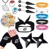 Anime Cosplay Accessoires 16 pièces,Bandeau, Anneau, Gants, Autocollants Anime Autocollants, Bracelet, Modèle de Jouet En Pla