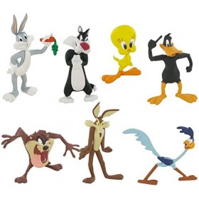 Comansi Lot de 7 figurines Looney Tunes - Bugs Bunny - Piolin - Canard Lucas - Silvestre - Coyote - Correcaminos - Tasmania