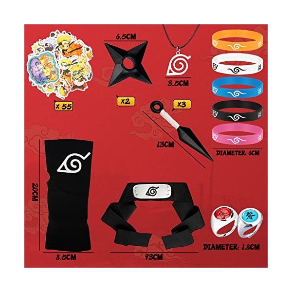 Anime Cosplay Accessoires 16 pièces,Bandeau, Anneau, Gants, Autocollants Anime Autocollants, Bracelet, Modèle de Jouet En Pla