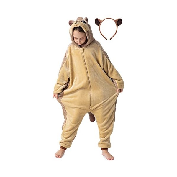 corimori Costume de sanglier moelleux pour enfant avec serre-tête | Costume de carnaval pour filles et garçons | Taille 130-1