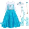 RIFENIK Robe de princesse La Reine des Neiges, multi-accessoires, tissu hypoallergénique, robe ou robe pour fête, anniversair