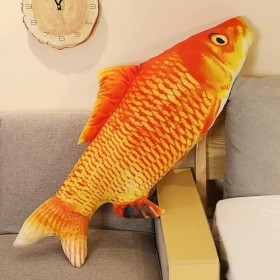 PaMut 3D Poisson-Clown Poisson réaliste Jouet en Peluche Doux Poisson Rouge en Peluche canapé Oreiller Cadeau créatif décorat