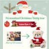 Noël Nounours Personnalisé avec Décoration Noël, Nounours avec Texte+Photo, Cadeau Personnalisé pour Homme Cadeau Noël Femme 