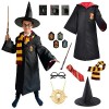 Costume Harry Le Sorcier pour Enfants, lensemble Comprend : Baguette, Chapeau, Lunettes, Cravate, Cape, médaillon, écharpe, 