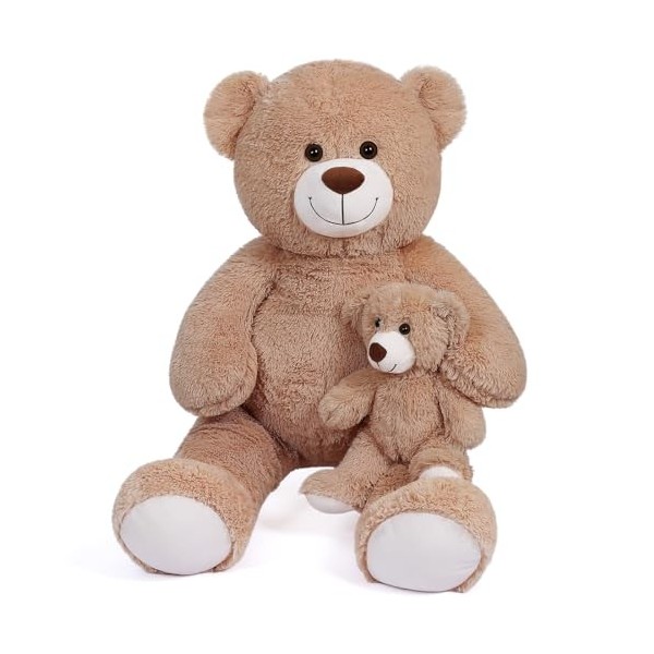 FAVOSTA Ours en peluche géant avec petit ours en peluche - Cadeau pour enfants - Marron clair