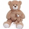 FAVOSTA Ours en peluche géant avec petit ours en peluche - Cadeau pour enfants - Marron clair