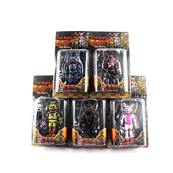 Lot de 5 Figurines FNAF Five Nights - 14 cm - Figurine daction FNAF avec lumières - pour Enfants