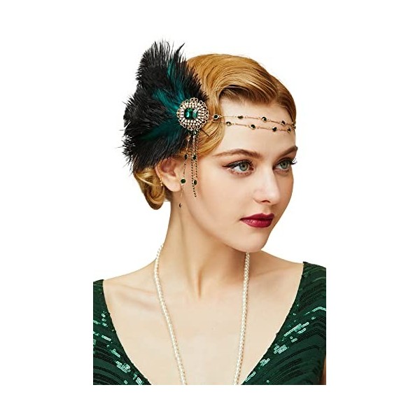BABEYOND Bandeau Plumes pour Femme-Coiffe Style Gatsby le Magnifique Accessoire de Costume des Années 1920 Bandeau de Fête et