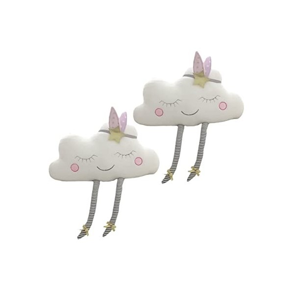 ABOOFAN 2 Pièces Oreiller en Peluche Poupées Sourire Nuage Oreiller en Peluche Jouet Bébé Coussin Canapé