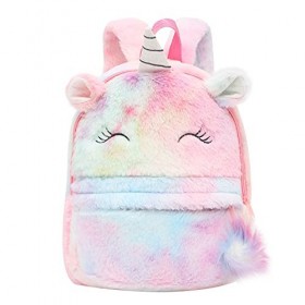 HICCUPfish CBOALOGR Petit sac à dos mignon en peluche licorne pour filles de 3 à 6 ans, Sourcils colorés, Medium, Mini sac de