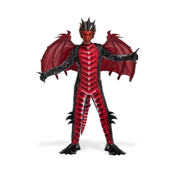 Spooktacular Creations Suit de dragon noir et rouge pour garçons moyen 8-10 ans 