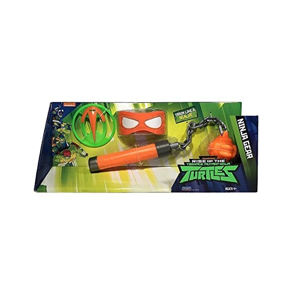 Tortues Ninja ROTMNT, Arme de Combats avec Accessoire, MIKEY Michelangelo , Nunchaku, étoIle Ninja, BandEau, Jouet pour Enfa