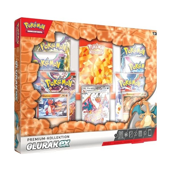 Pokémon JCC : Collection Premium Glurak-ex 1 Carte Promo holographique en Relief, 2 Cartes holographiques et 6 boosters du J