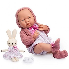 JC TOYS Poupée La Newborn Nouvellement née de 38 cm, en Vinyle Doux, Collection Royal, vêtements avec Dessin Toile de jouy, t