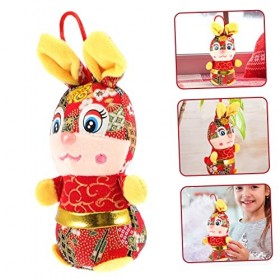 ibasenice 6 Pièces Année du Lapin Ornement Cadeau De Nouvel an Lunaire Décor De Festival De Printemps Peluche du Zodiaque Pou