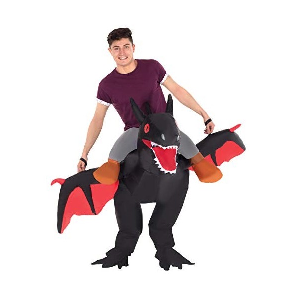 Morph Ride on Costumes, Black Dragon Adulte, Taille Unique Homme