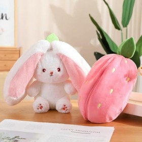 SaruEL Lapin en Peluche Jouets Mignon Lapin Fraise Peluche Animaux Kawaii Lapin Anniversaire Cadeaux de Noël 50cm 1