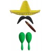 Ensemble daccessoires de déguisement mexicain avec sombrero + maracas + goupillon. Parfait pour les déguisements mexicains S