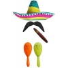 Ensemble daccessoires de déguisement mexicain avec sombrero + maracas + goupillon. Parfait pour les déguisements mexicains S