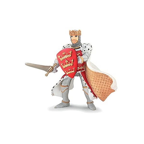 Papo-Lot De 2 Figurines - Collection Médieval - Fantastique - Roi Arthur Rouge Cheval Du Roi Arthur Rouge