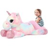 MorisMos Peluche Licorne Geante, 80cm Bleu Licorne Peluche Géante pour Fille, Grande Animaux en Peluche Licorne Jouet, XXL Do