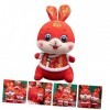 ABOOFAN 4 Pièces Costume Tang Poupée De Lapin Figurine Animale Feng Shui Année du Lapin Figurines du Zodiaque Chinois Lapin d