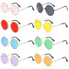 BOZILY Lot de 8 lunettes de soleil rondes avec monture en métal Style hippie rétro années 60 70 Accessoire de déguisement hip