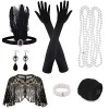 ELECLAND 10 Pièces Années 1920 Flapper Great Gatsby Accessoires Set Mode Roaring 20s Theme Set avec Bandeau Bandeau Long Gan