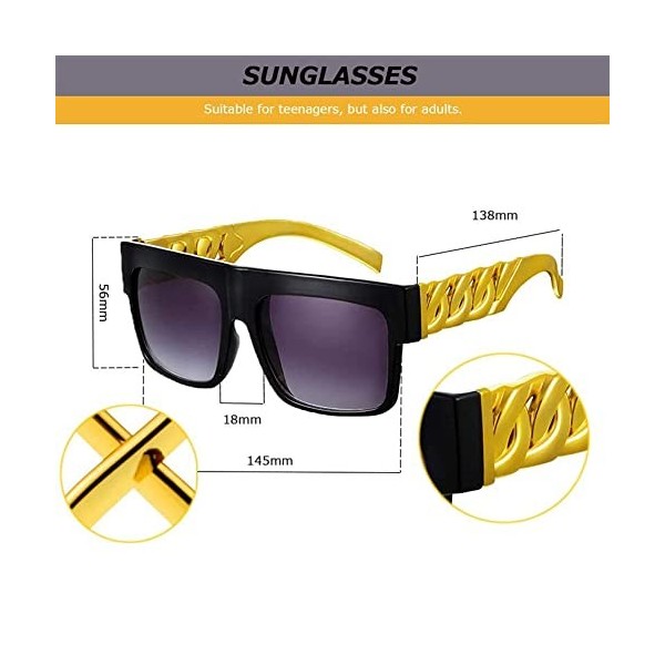 Kit Costume Hip Hop Anni 80/90 – Include Cappello, Occhiali, Collana, Bracciale, Anello E Orecchini – Accessori Per Feste A Tema Rap