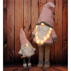 Nain en peluche lutin blanc chaud LED